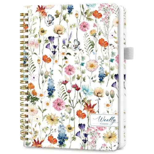 Undated Weekly Planner, Weekly To Do List Notebook with Goal & Habit Tracker Organizer, A5 Weekly Planner Notebook with Spiral Binding, 6.1" x 8.2" - Floral
