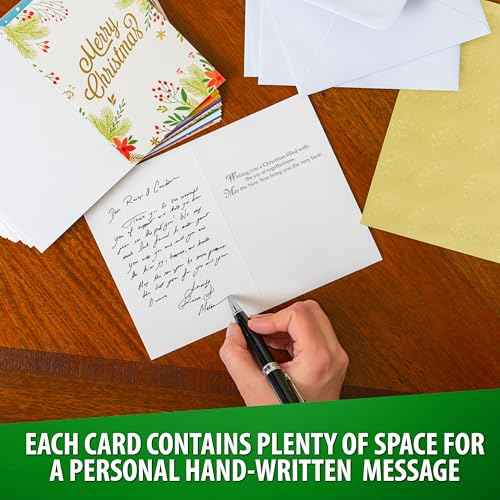 24 Pack Christmas Cards with Envelopes and Stickers, 24 Festive Designs Gold Foil Glitter Christmas Card Set, 6 x 4 In with Printed Greeting Messages Inside, for Friends, Family, and Kids