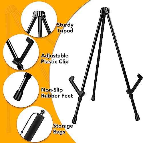 AROIC 12 Pack 14'' Tabletop Easels, Black Steel Table Top Easels for Display, Adjustable Portable Table Top Easel for Paintings, Signs, Posters,Frame Pictures(with 12 Bags)