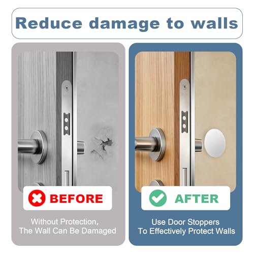 Door Stoppers for Wall 6 Pack 3.15" White - Silent Silicone Door Knob Wall Protectors