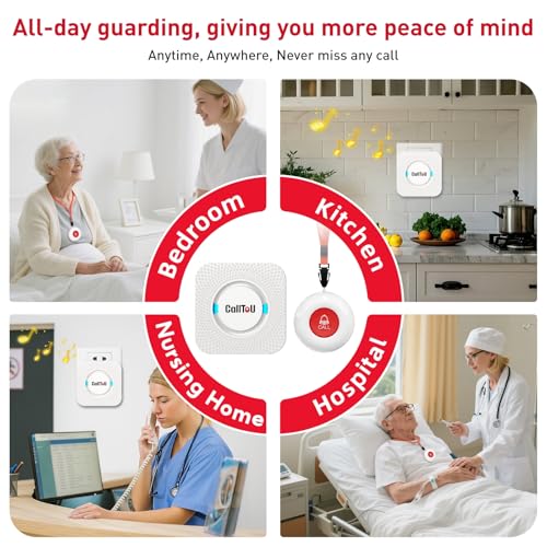 CallToU Caregiver Pager System with 1 Receiver & Call Button Wireless Nurse Alert
