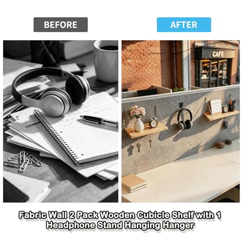 KjsEphitelian Silver 3-Pack Fabric Wall Cubicle Shelf with Headphone Hook Office Organizer