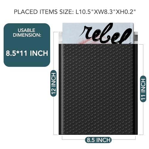 METRONIC Black 8.5x12 Inch Padded Bubble Mailers - Pack of 40 Self-Seal Envelopes