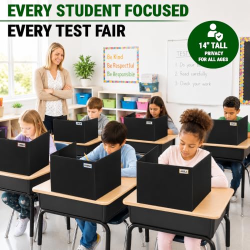 JUZARI 12 Pack Black Privacy Folders for Students Classroom Testing Dividers
