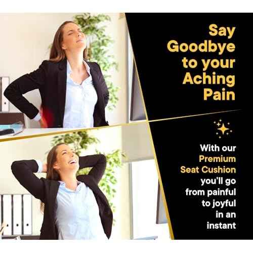Seat Cushion for Office Chair, Car Seat Cushions, Memory Foam, Gel Seat Cushion for Long Sitting, Sciatica Pain Relief Pillow, Tailbone Pain Relief Cushion, Butt Pillow for Tailbone