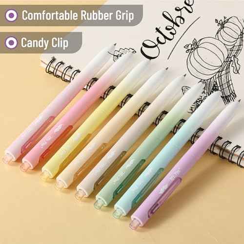 Mr. Pen Retractable Gel Pens, 8 Pack, Black Ink, Pastel Barrel, Fine Point 0.5mm, Retractable Pens, Cute Pens for Journaling