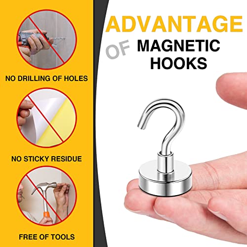 DIYMAG Silver Magnetic Hooks 10 Pack 0.63in, Strong 30lb Capacity for Cruise, Cabin, Ship, Office, Refridge