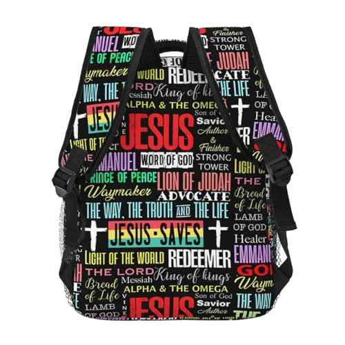 Jesus Cross Laptop Backpack for Travel Lightweight Bookbag Large Capacity Christian Bag Casual Daypack