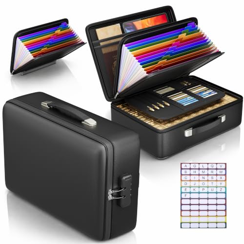 GroTheory Fireproof Document Box Hard Briefcase Safe – Black Large