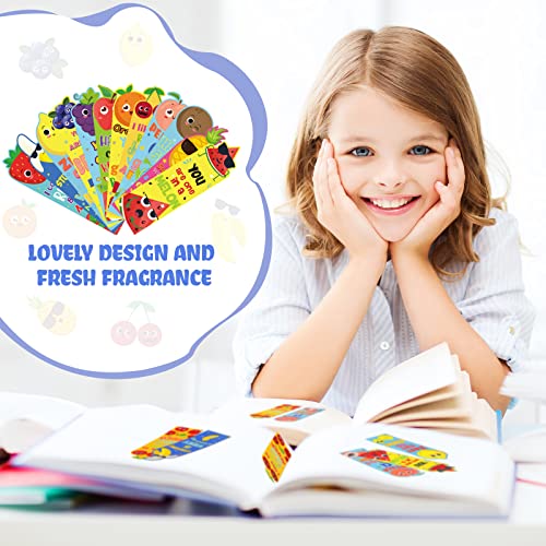Fainne 60 Pcs Fruit Scented Bookmarks for Kids - Scratch & Sniff Fruit Design