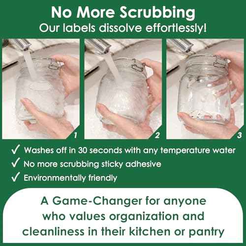 DGBDPACK 200 Dissolvable Canning Labels for Mason Jars, 1 x 2¨û inch Food Labels, Tiny Canning Jar Stickers Removable with Water