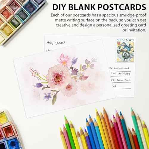 Utron 94PCS Blank Postcards for Mailing, 300 GSM Postcard Paper, 4x6 White Blank Post Cards for Make Empty Message Sheets, Mailing Lists, Index Card, Wedding Invitation Card, Thank You Card