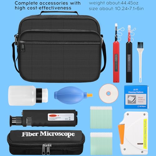 Fiber Optic Cleaning Kit with Microscope, SC/LC Pen & Replacement Cores
