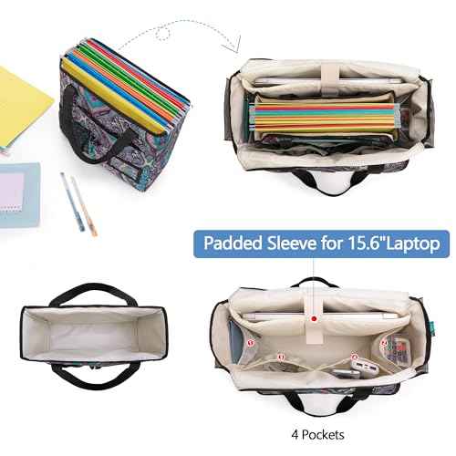 LoDrid File Bag with Extra Document Organizer Case for Letter Size File Folder, Large Utility Bag with 15.6¡± Laptop Padded Sleeve for Work, Business, Totem