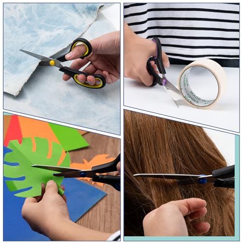 Black 6-Pack 8-Inch All-Purpose Stainless Steel Scissors for Office & Crafts