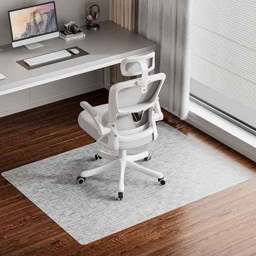Delamu Office Chair Mat for Hardwood Floor, Non-Slip PVC Woven Computer Desk Chair Mat, 35"¡¿47" Heavy Duty Hard Floor Protector for Rolling Chairs, Light Gray, Not for Carpet