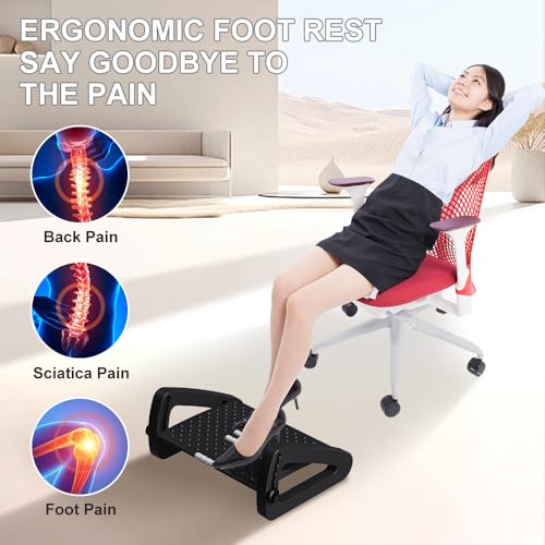 ZLMHYYM Black Six-Height Adjustable Foot Rest Under Desk