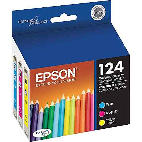 EPSON 124 DURABrite Ultra Ink Standard Capacity Color Combo Pack (T124520-S) Works with Stylus NX-125, NX-127, NX-130, NX-230, NX-330, NX-420, NX-430, WorkForce WF-320, WF-323, WF-325, WF-435