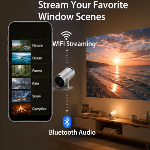 Black Window Projector with WiFi & Bluetooth for Holiday & Home Decor
