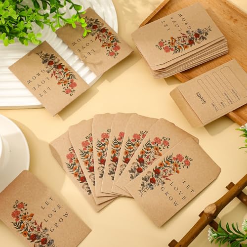 Wedding Seed Packets 100 Pcs Vintage Wildflower Favor Envelopes Self-Adhesive