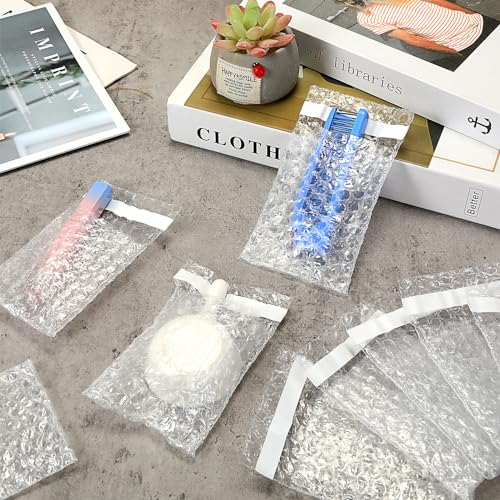 PerKoop Double Bubble Pouches 3.15 x 4 Inch, 200 Pack - Transparent Shipping Bags with Self-Adhesive Seal