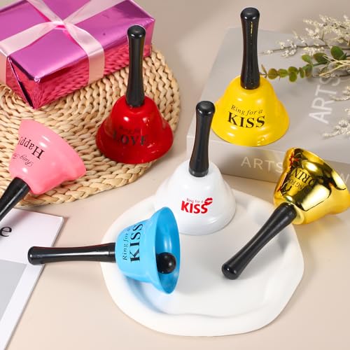 Bright Red Hand Bell 2 Pack - Small Service Call Bells for Restaurant Hotel Wedding Pet Training