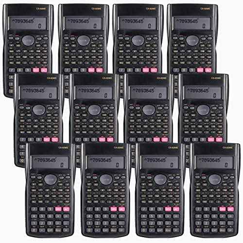 Saillong 12 Pieces 2-Line Engineering Scientific Calculator, Black Function Fractions Math Calculator for Business Office College High School Student Teacher