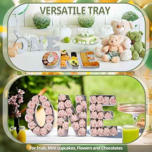 One Charcuterie Board Letters, 3 Pack, 10 Inch Fillable Cardboard Letters for Charcuterie, White Paper Mache Letter Tray for 1th Aniversary, Birthday Party Decoration
