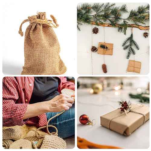 Natural Jute Twine 656ft 6mm,4Ply Twisted Thick Twine Rope Strong Jute String Roll for Crafts Gift Wrapping Gardening Home Decor Bundling Cat Scratching Post