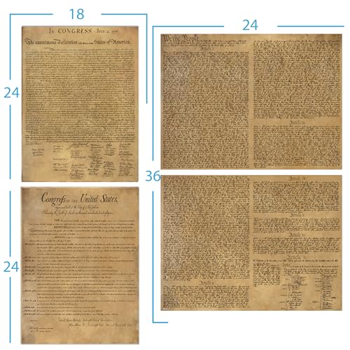 American Founding documents Laminated 3 pack EXTRA LARGE: US Constitution, Declaration of Independence and Bill of Rights reproduction NOW with BIGGER clearer Letters Young N Refined