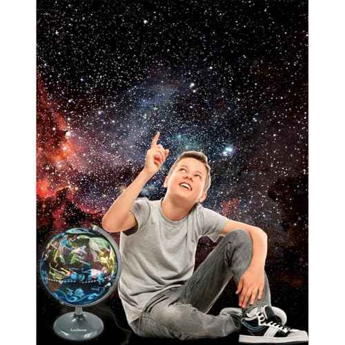 Lexibook Luminous Globe Planetarium, STEM, 2-in-1 Globe during the day, Constellation map at night, Blue/Black, NLJ185EN