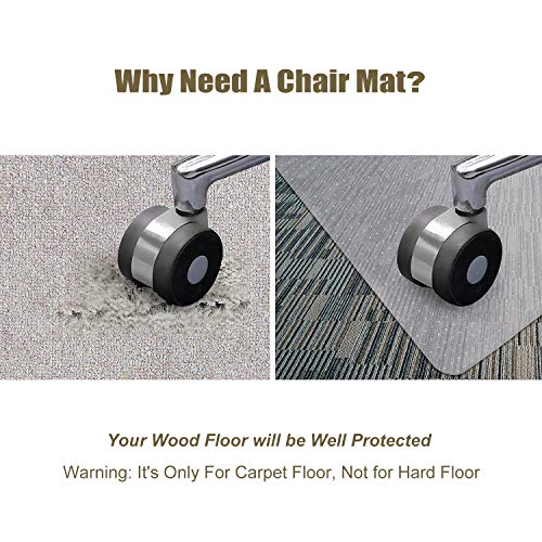 Kuyal 36" x 48" Office Chair Mat for Low/No-Pile Carpets - Transparent 2.2mm Thick