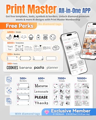 Phomemo M110 Label Maker Black with 1 Printer & 1 Roll Label – Portable Bluetooth Thermal Printer
