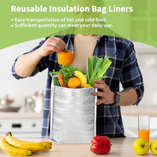 Reusable Insulation Bags 13.8'' x 15.7'' 25 Pcs, Thermal Box Liners Metalized Box Self Seal Insulated Box Liners Lunch Food Packing, Grocery Delivery Envelopes Mailers Insulated Shipping Bags
