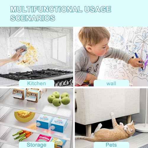 Clear Contact Paper Roll, 17.7in x 5ft Self-Adhesive Vinyl Covering Peel and Stick for Books, Shelves, Documents, Drawers & Crafts ? Waterproof, Removable & Easy to Apply