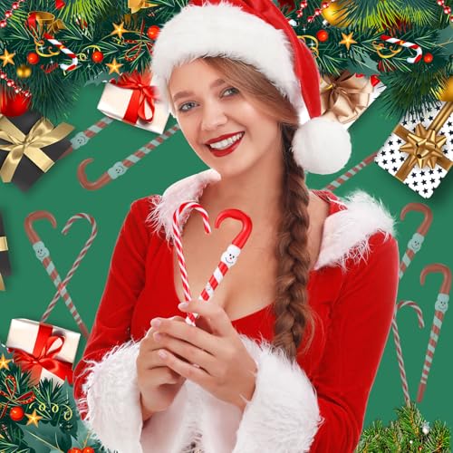 Qilery 200 Pcs Christmas Pens Christmas Candy Cane Pen Bulk with Black Ink Snowman Umbrella Pens Red Candy Cane Ballpoint Pen for Gifts Party Decorations (Red and White Stripes)