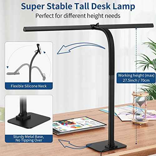 KableRika Desk Lamp, 24W Brightest LED Desk Lamp For Home Office, 31.5" Wide Dimmable Architect Task Lamp With Base,Eye Protection Modern Tall Desk Light For Workbench Office Lighting Computer Working