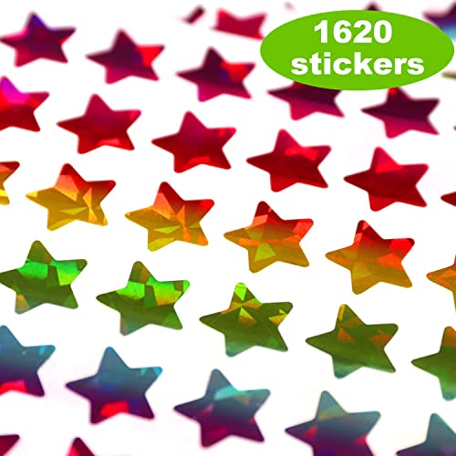 Multicolor 0.6-inch Holographic Star Stickers for Kids Rewards, 1620 pcs