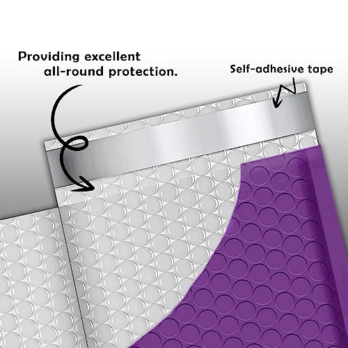 Yens Purple Poly Bubble Mailers 8.5x12 Inches - 25 Pack, Secure Self-Sealing Shipping Envelopes