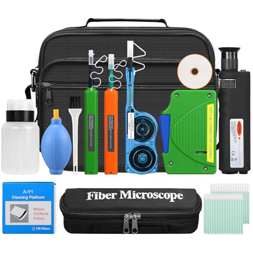 BAOSHLA 14-in-1 Fiber Optic Cleaning Kit with Microscope & Connector Tools