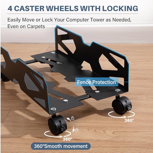 Hovadova Adjustable Computer Tower Stand, Black, 7.87–10.24 in Width