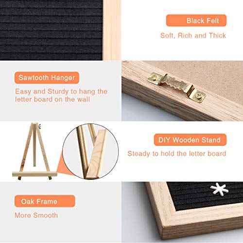 Black Felt Letter Board,Word Board Sign,16 x 12 inch Changeable Letter Board with 730 Plastic Message Board Letters Numbers Symbols Pattern,Wooden Tripod Stand, Scissors, 3 Free Storage Bags