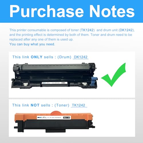 LCL Compatible Imaging Unit Replacement for Kyocera DK1242 DK-1242 MA2000 MA2000w PA2000 PA2000w Printers (1-Pack Black)
