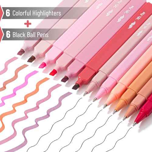 Mr. Pen- Aesthetic Highlighters and Pens, 12 Pack, Shades of Pink, No Bleed Bible Highlighters and Pens, Black Ink