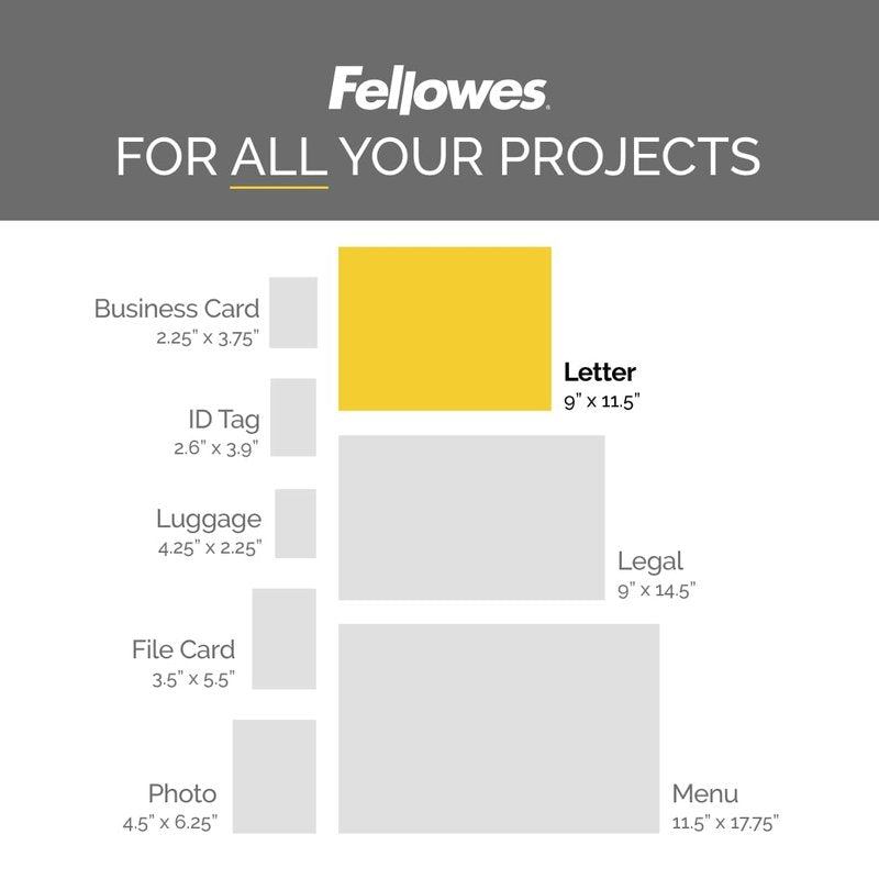 Fellowes Thermal Laminating Pouches, School Supplies Letter Size Sheets, 3-Mil Thickness, 200-Pack, Clear Finish for Classrooms & Offices (5743401)