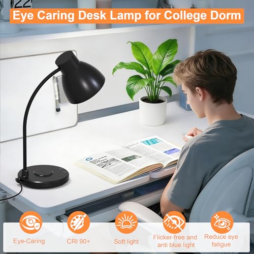 Vicsoon Black LED Desk Lamp with Wireless Charger, Dimmable Office Light