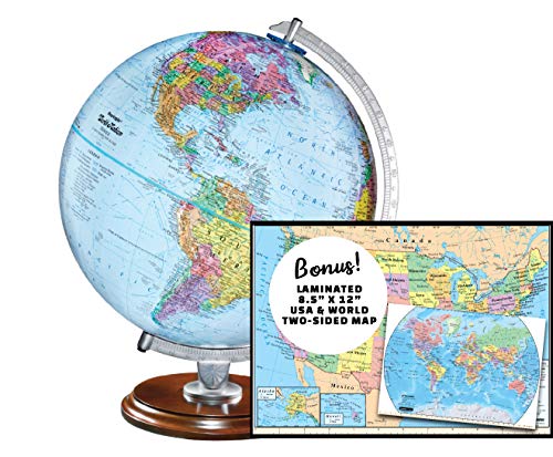 Replogle Blue Ocean Educational World Globe 12 Inch Raised Relief & Bonus Map