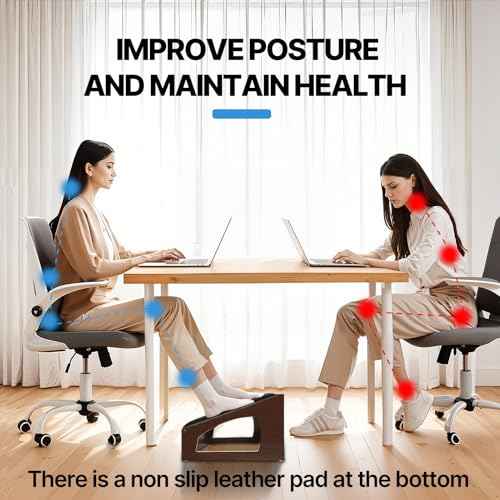 Ergonomic Foot Rest, 4 Adjustable Height Foot Stool,Footrest Under Desk£¬ Soft Cushions, Foot Rest Office,Improving Posture, Promoting Blood Circulation£¨Espresso£©