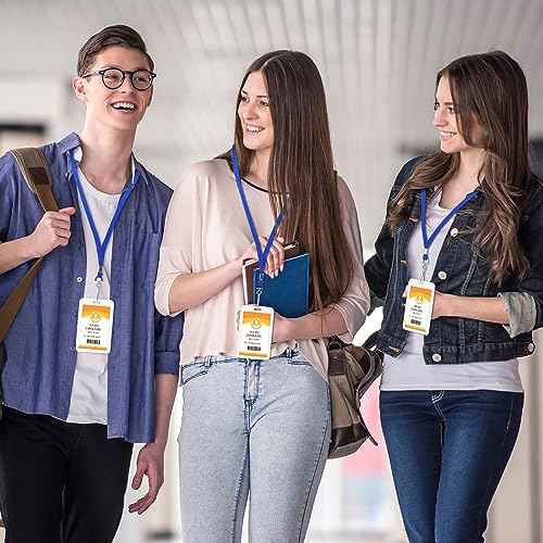 Geyoga 200 Pcs Blue Lanyards Bulk for ID Badges Neck Straps Office Card Lanyards Holders with Clip for Women Men Kids Work