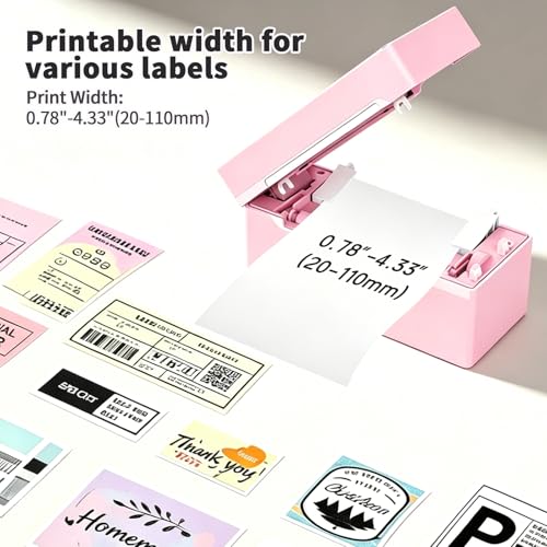 Pink Bluetooth Thermal Label Printer 4x6 Shipping Labels for Shopify & More